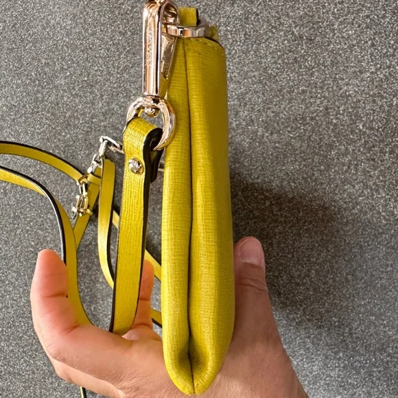 COACH Kylie Saffiano Leather Crossbody Bag Sunglow Yellow With Adjustable Strap - Picture 5 of 8